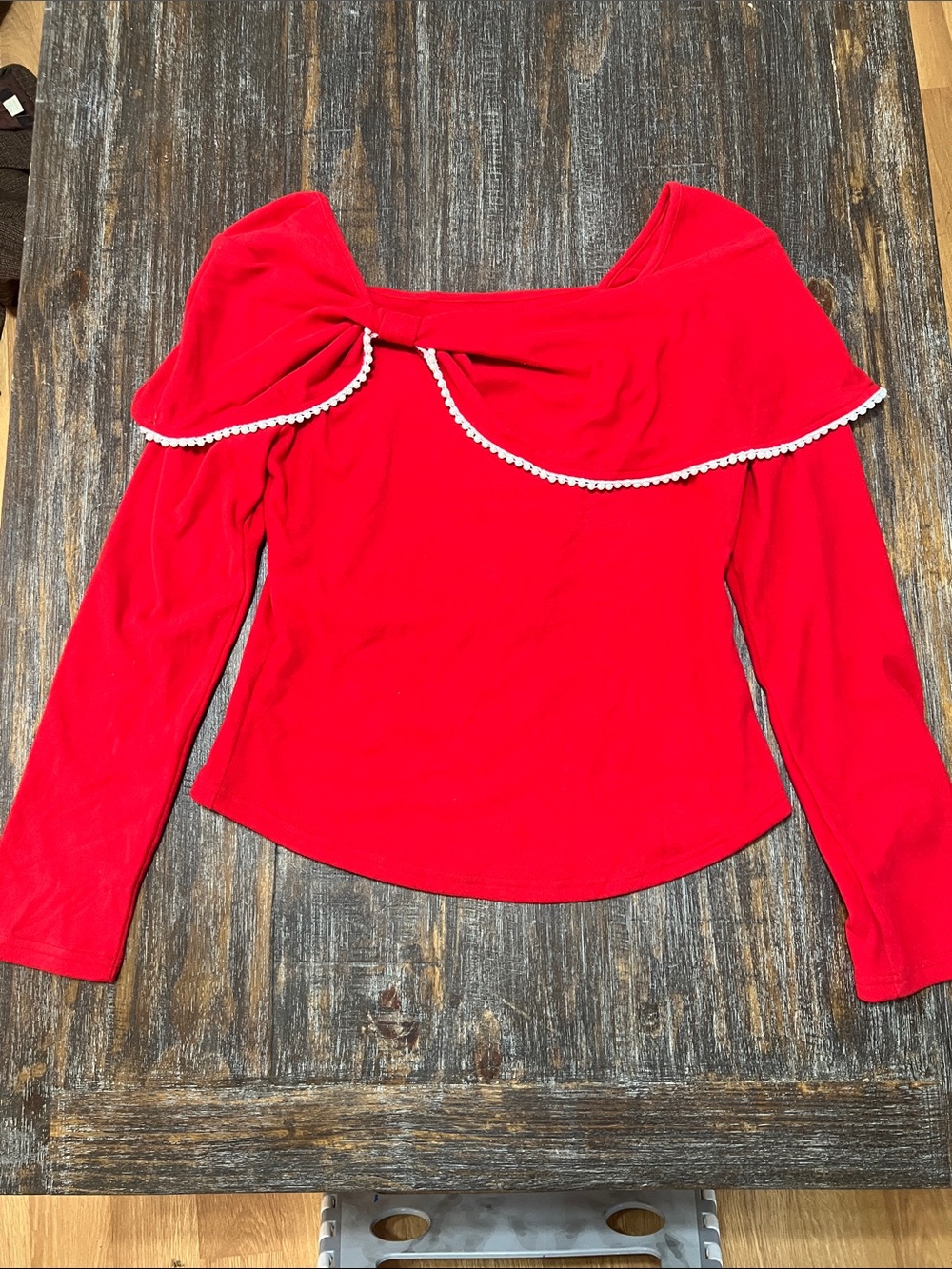 Red Bow Top with Beads. Perfect for the Holidays.